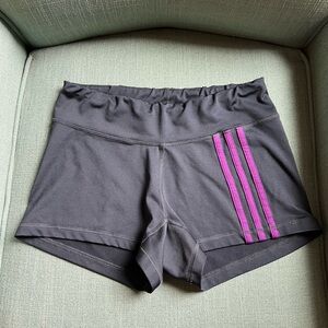 adidas Black Athletic Shorts with Pink Stripe Accents